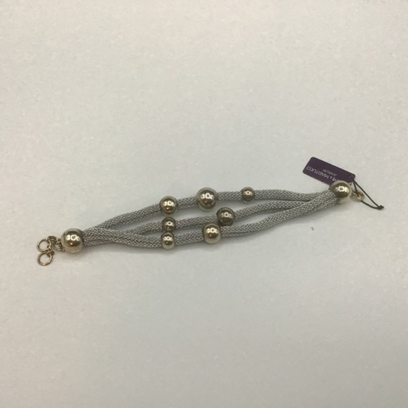 Adami & Martucci 3-String Silver Mesh Bracelet with Yellow Plated Gold Balls - Picture 6 of 9